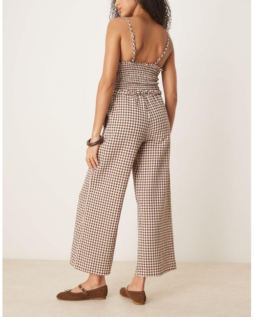 ASOS Natural – weit geschnittene hose mit em vichy-karo