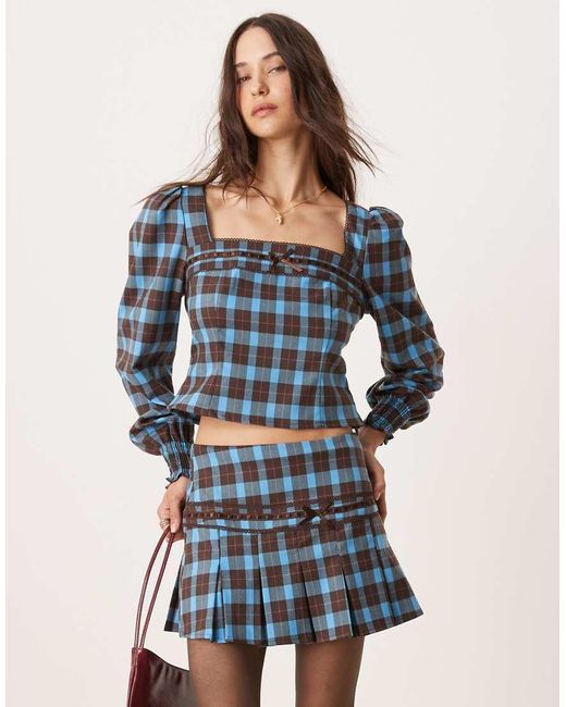 Glamorous Blue And Check Mini Skirt Co-Ord