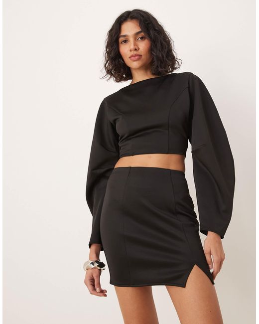 ASOS Natural Scuba Mini Skirt With Seam Detail