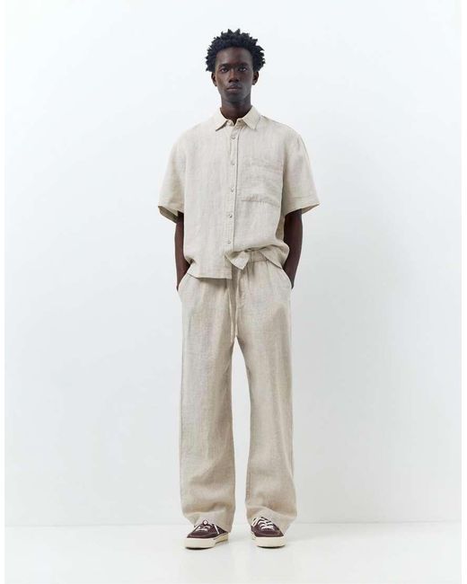 Pantaloni 100% Lino di Pull&Bear in Gray da Uomo