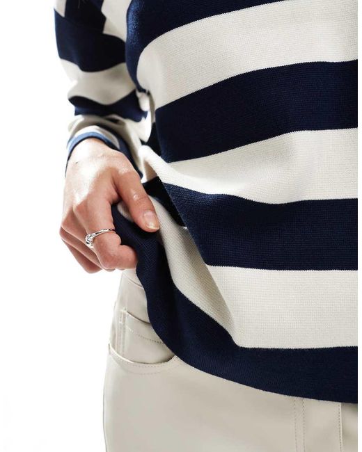 Maglione Lavorato Oversize Strutturato A Righe E Crema di Vero Moda in Blue