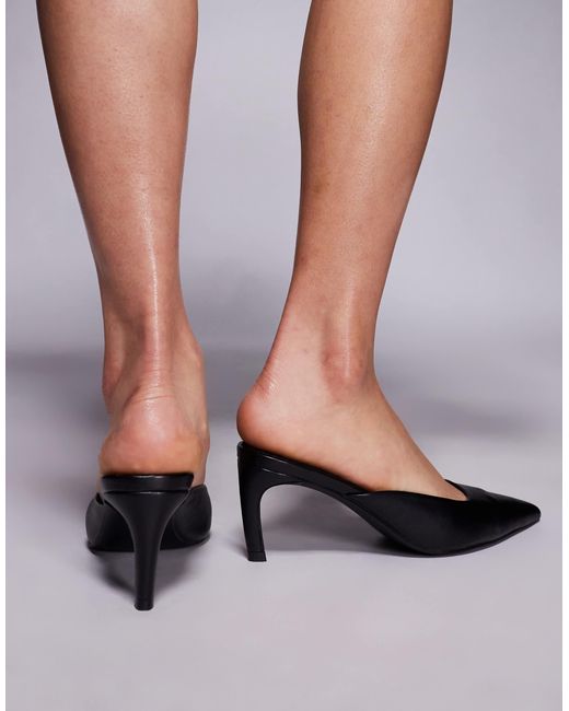 Public Desire Brown Edgar Curved Heel Pointed Mules