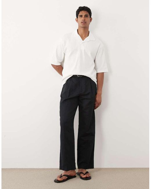 ASOS White Heavyweight Relaxed Polo With Half Sleeve for men