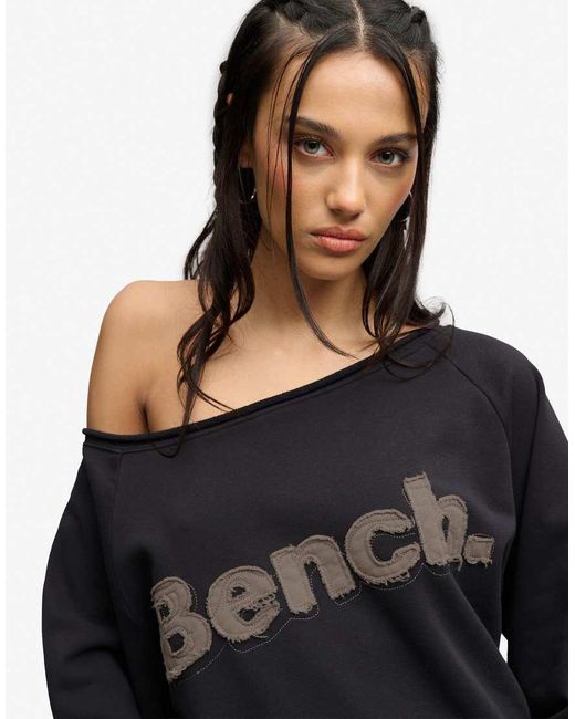 Bench x Superdry & Co Blue Bardot Oversized Sweatshirt