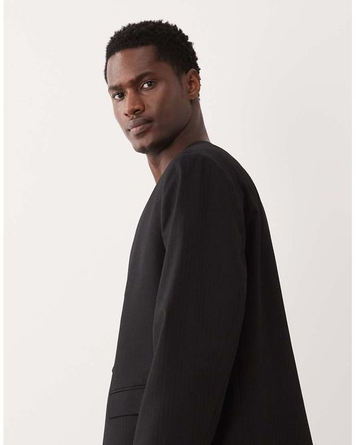 ASOS Black Collarless Boxy Suit Jacket for men