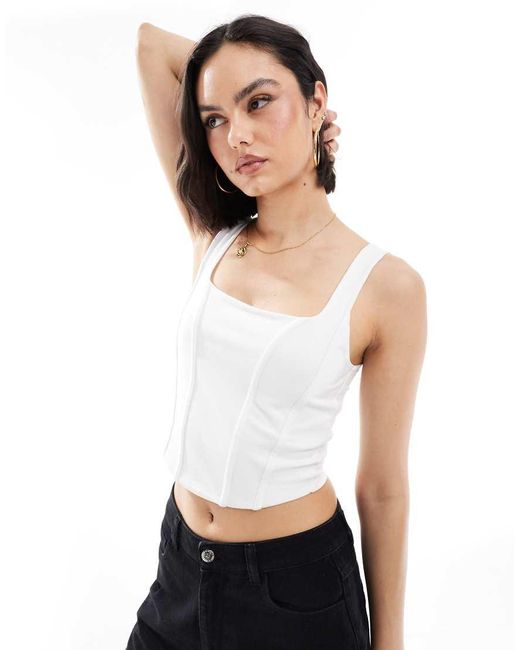 Top A Corsetto Color Crema di Miss Selfridge in White