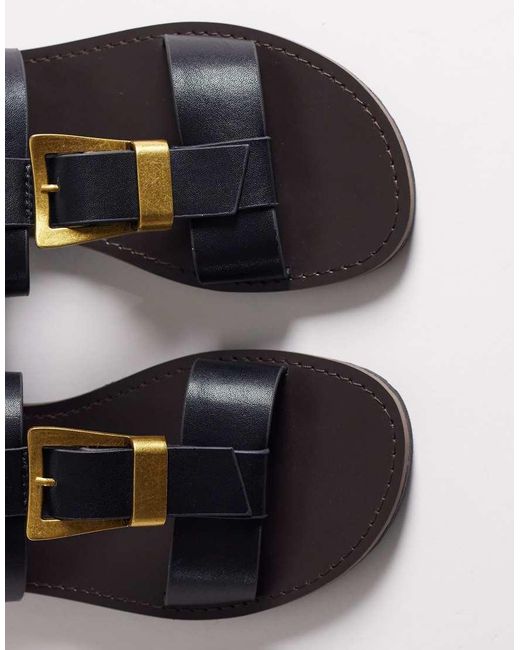 ASOS Black Franklin Gladiator Style Sandals With Buckle Detail