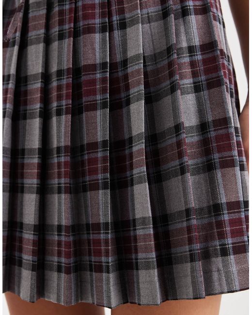 New Look Gray Check Elasticated Mini Skirt