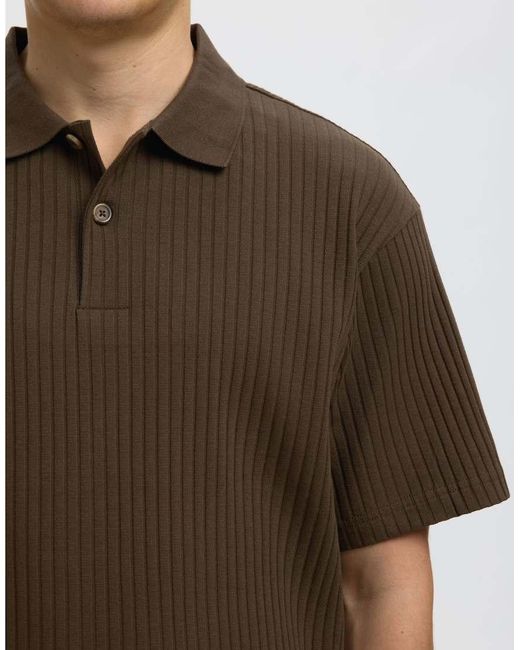 Polo Marrón SELECTED de hombre de color Brown