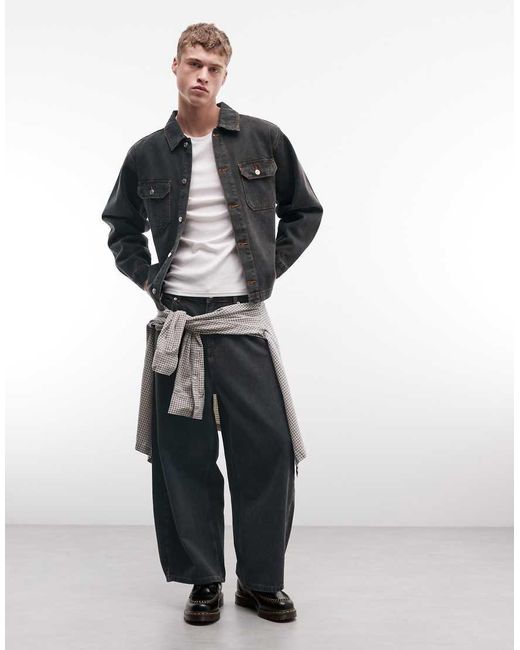 Reclaimed Vintage Gray Khaki Denim Jacket Co-ord for men