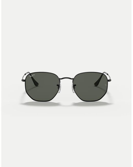 Ray-Ban Black Hexagonal Flat Lenses Irregular Polarised Sunglasses With Lens