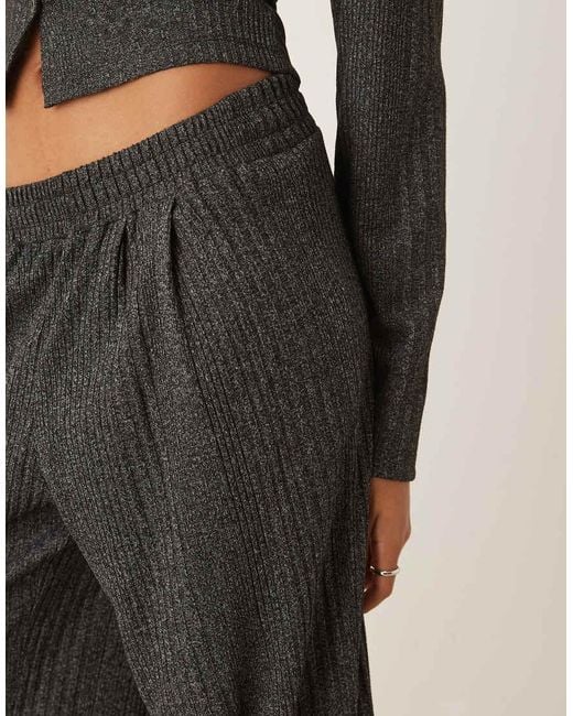 ASOS Geribbelde Broek Met Wijde Pijpen in het Natural