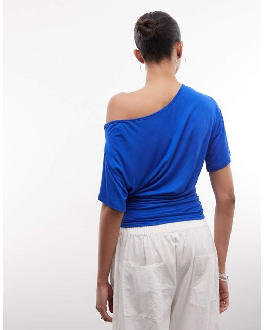 Collusion Blue Off Shoulder Drapey Top