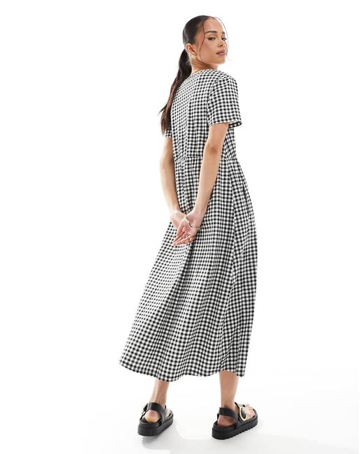 Threadbare Gray Short Sleeve Jersey Midi Dress With Pockets