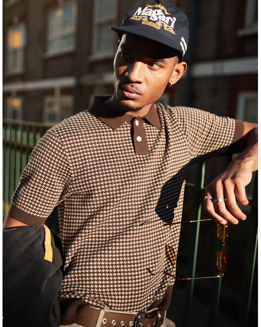 Levi's Brown Houndstooth Knit Polo for men