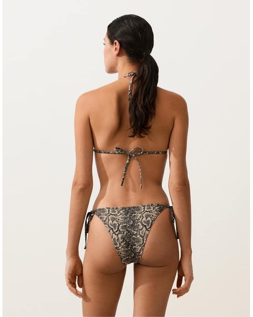 Oysho Black Snake Print Triangle Bikini Top