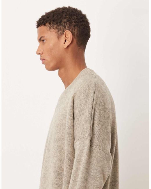 ASOS – kastiger strickpullover in Natural für Herren