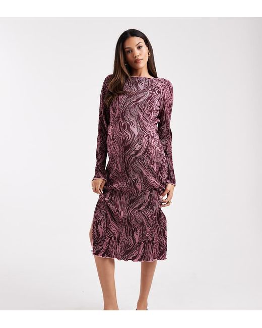 Mama.licious Red Mamalicious Maternity Boat Neck Plisse Midi Dress