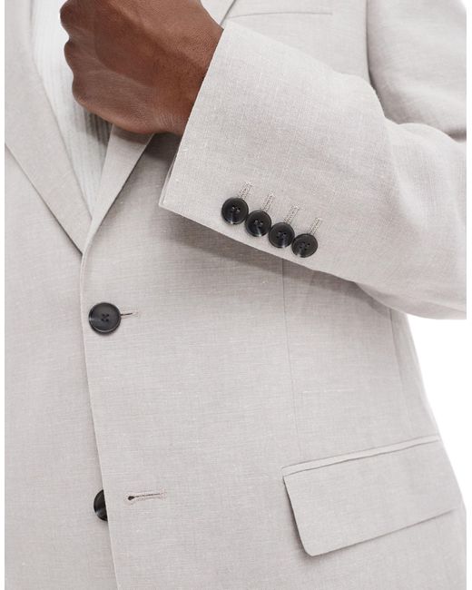 River Island White Linen Suit Jacket for men