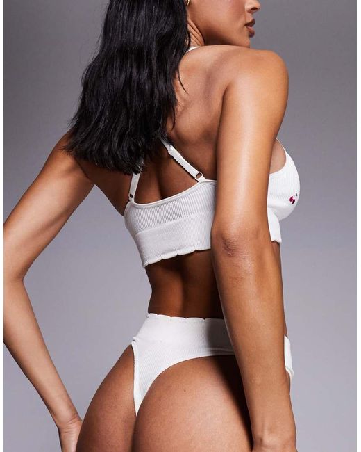 Boux Avenue Natural Cherry Embroidered Lingerie Thong