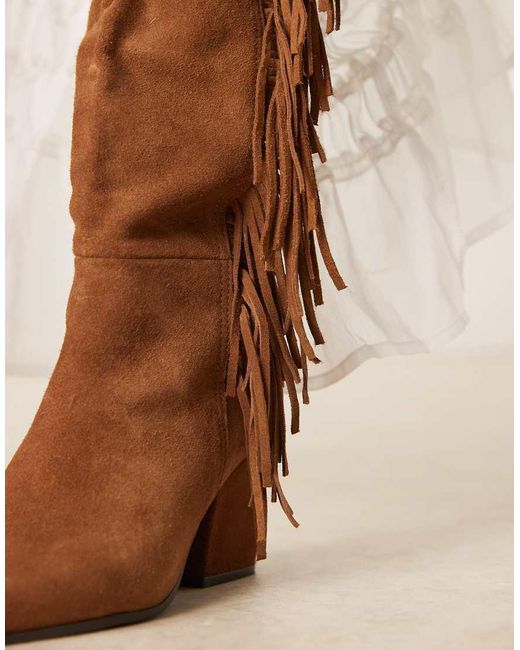 ALDO Natural Kaelya Tassel Detail Western Knee Boots