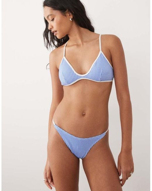 Rip Curl Blue Rip Curl Contrast Trim Gingham Bralet Bikini Top