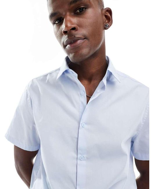 Camisa De Vestir De Corte Estándar De Popelina Fácil De Planchar De ASOS de hombre de color White