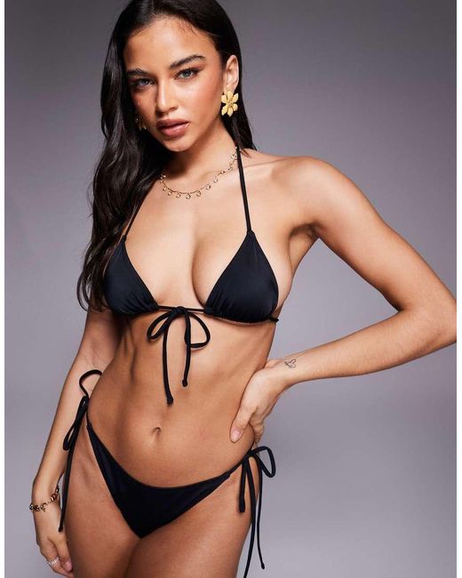 ASOS Black Maya Rio High Leg Tie Side Bikini Bottom