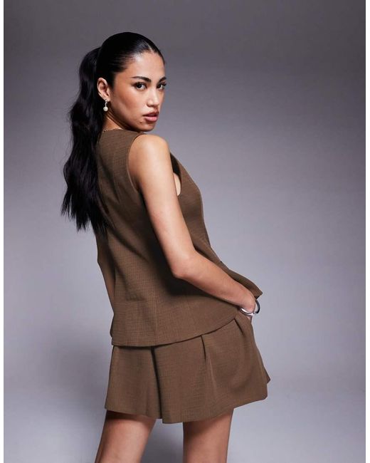 Chaleco De Traje Marrón Con Sobrefalda De (Parte De Un Conjunto) ASOS de color Brown