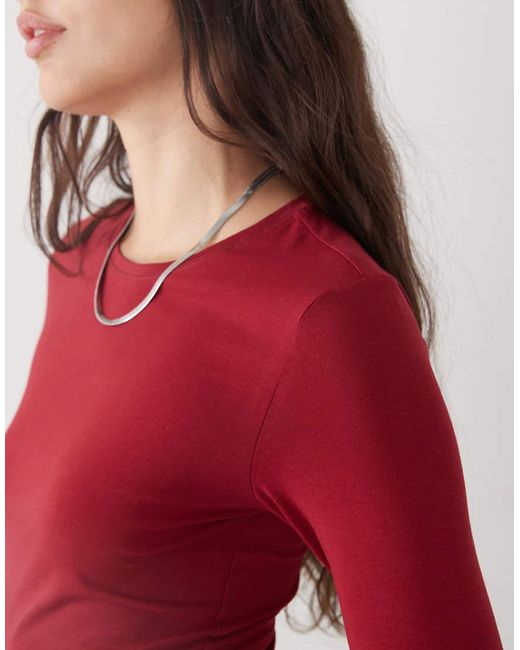 Weekday Red Slim Fit Long Sleeve T-Shirt