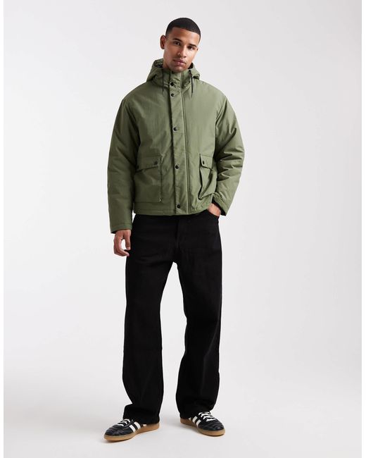 Threadbare Black Padded Showerproof Hooded Parka for men