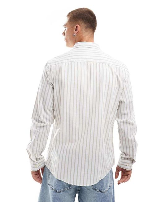 Jack & Jones White Shirt With Beige Stripe for men