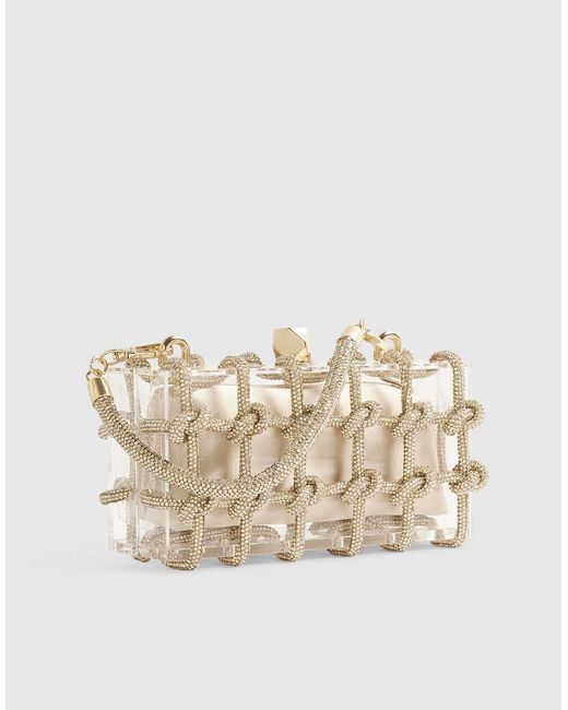 River Island Natural Diamante Rope Clear Clutch Bag