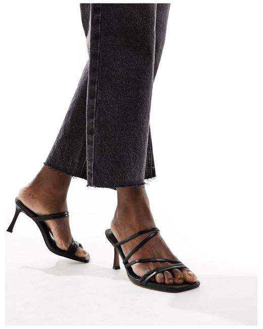 ASOS Black Hayes Strappy Mid Sandal Heeled Mules