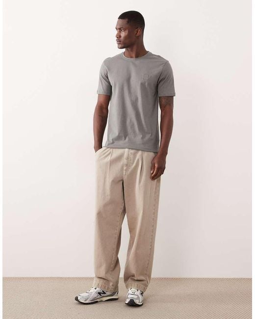 Boss Gray Hugo Boss Cotton Jersey With Patch Logo T-shirt for men