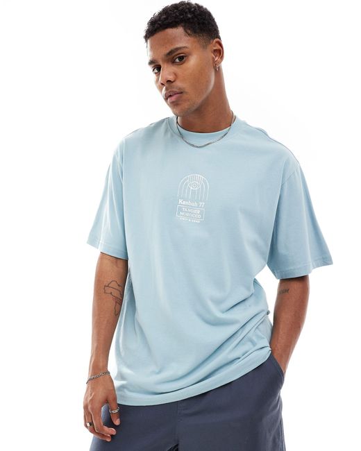 Only & Sons Blue Relaxed Fit T-shirt With Kasbah Print for men