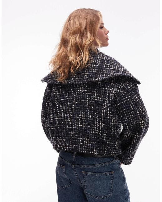 & Other Stories Blue Jacquard Jacket With Statement Collar