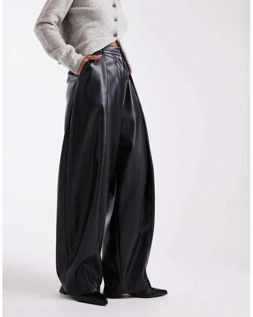 ASOS White Faux Leather Cocoon Tailored Trousers