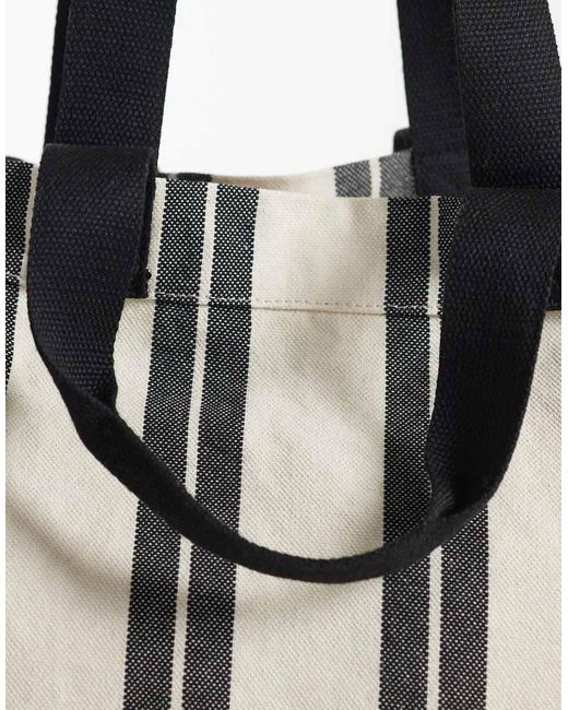 ASOS White Striped Canvas Tote Bag
