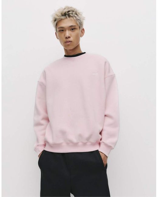 Pull&Bear Pink Round Neck Stwd Sweatshirt for men