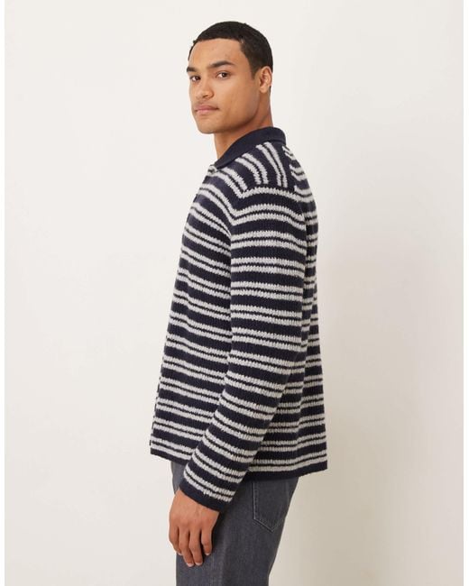 ARKET Multicolor Half Button Oversized Polo Sweater for men
