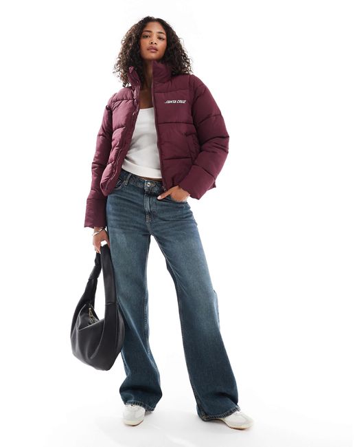 Santa Cruz Purple 2 In 1 Relaxed Quilted Jacket With Zip Off Sleeves In Burgandy