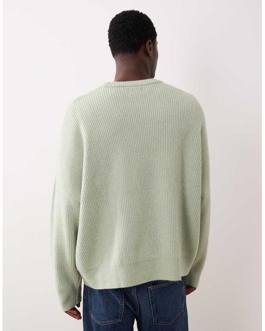 ASOS Natural Super Oversized Boxy Fit Knitted Fisherman Rib Jumper for men