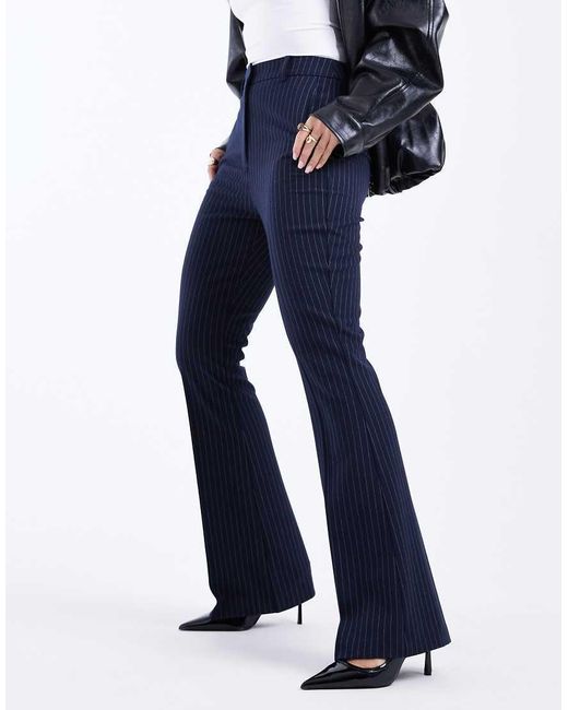ASOS Blue Tailored Relaxed Flare Trousers