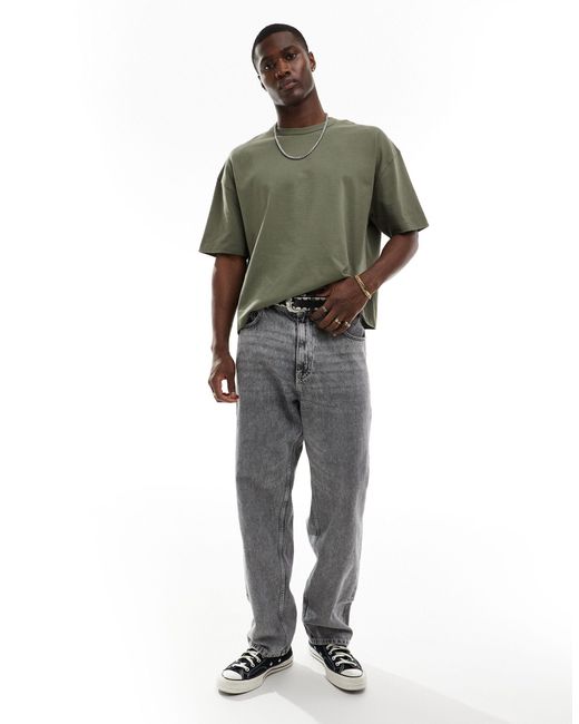 T-shirt épais oversize coupe carrée - kaki ASOS pour homme en coloris Green