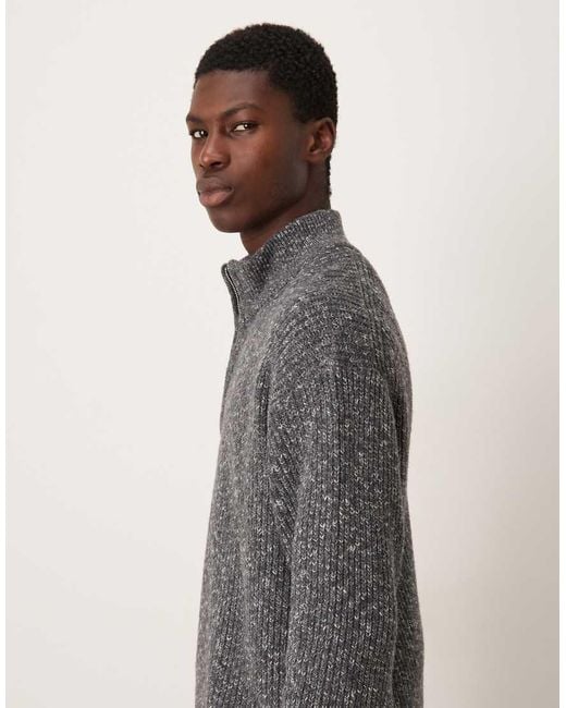 Abercrombie & Fitch Gray Knitted Quarter-zip Cosy Jumper for men