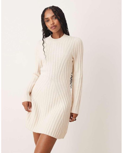 ASOS Natural Knitted Structured Mini Dress