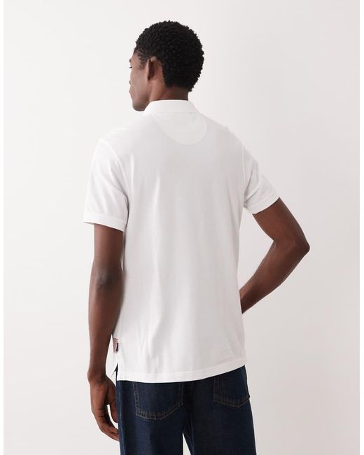 Barbour White Blaine Short Sleeve Tartan Check Polo Shirt for men