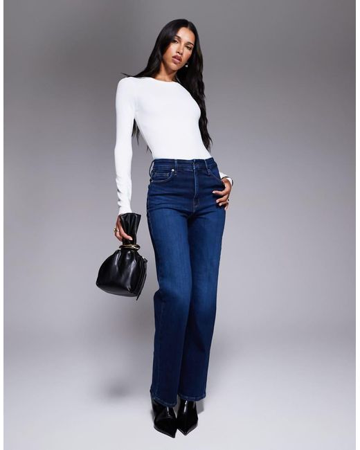 GOOD AMERICAN Blue Soft Tech Good True Straight Jeans