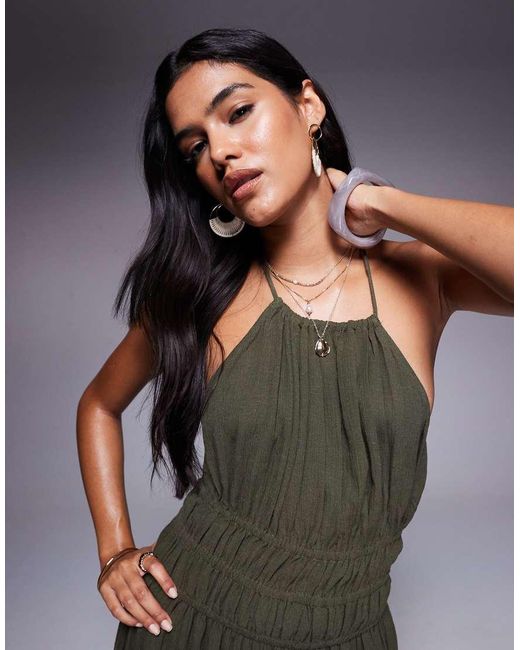 River Island Gray Halterneck Maxi Dress
